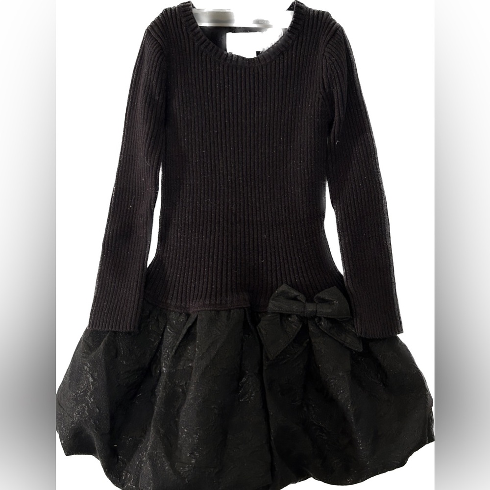 Black dress with bow in front pink lining never worn the Heirloom brand